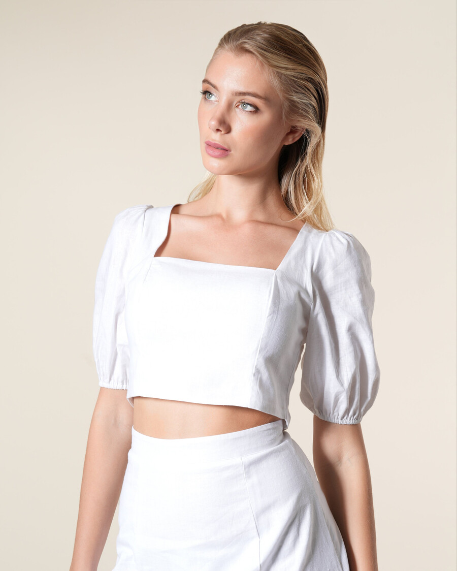 smocked square neck top