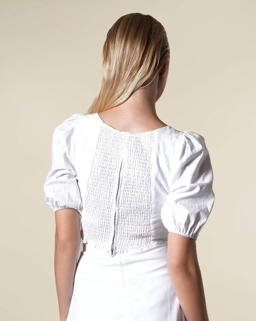 smocked square neck top