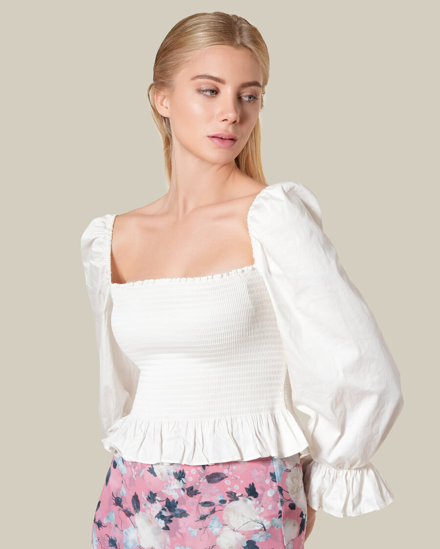 smocked ruffled top